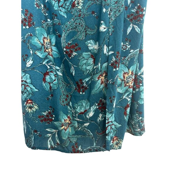 NWT Band Of The Free Large In Floral Print Boho Teal Red Aqua Maxi Skirt - Picture 9 of 16